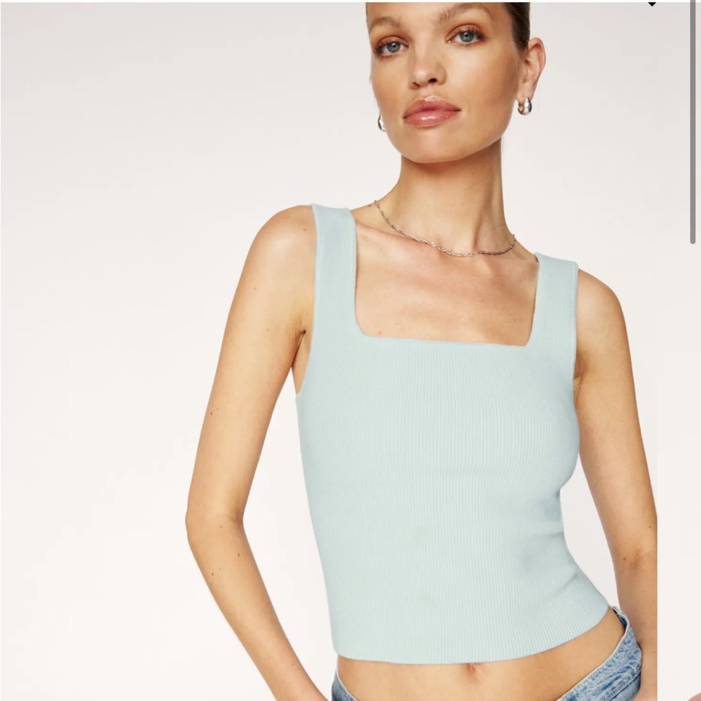 Reformation Light Blue Ribbed Tank Top